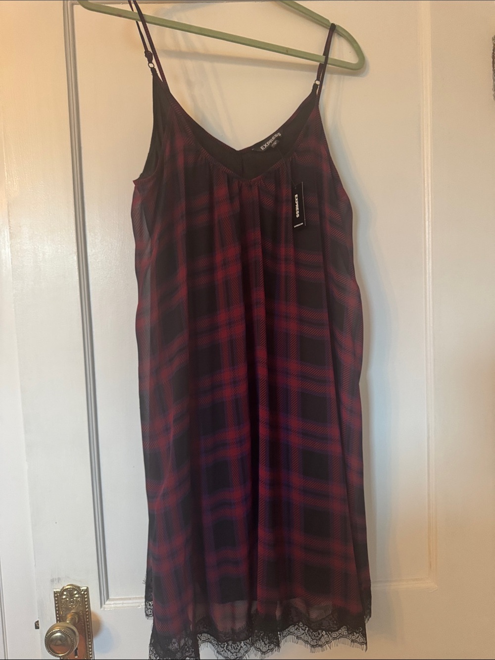Express Red & Black Plaid Slip Chemise